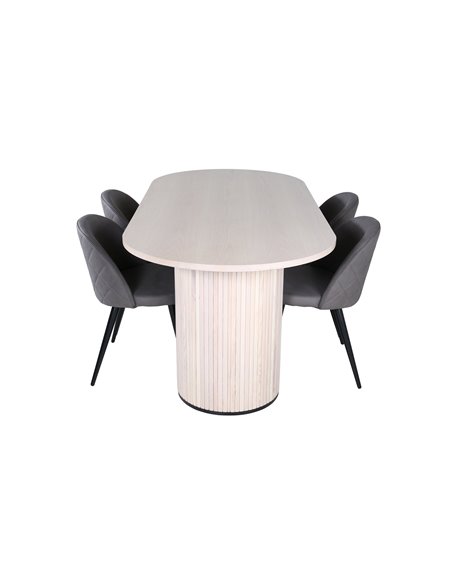 Matgrupp Bianca med Velvet matstolar, 200 × 90 cm