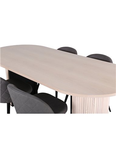 Matgrupp Bianca med Velvet matstolar, 200 × 90 cm