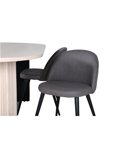 Matgrupp Bianca med Velvet matstolar, 200 × 90 cm