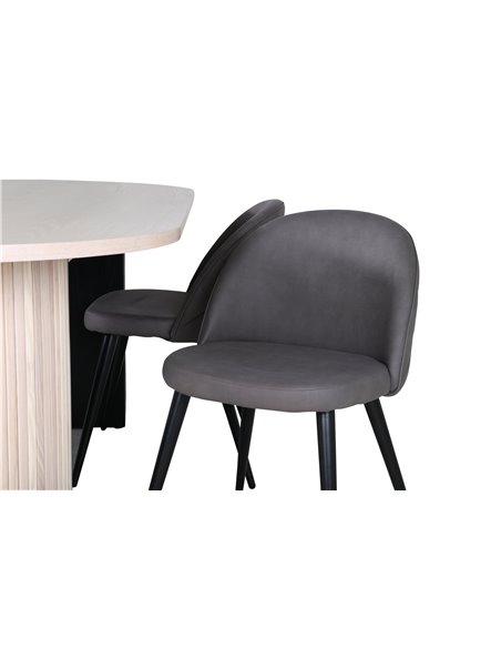 Matgrupp Bianca med Velvet matstolar, 200 × 90 cm