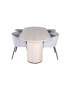 Matgrupp Bianca med Berit matstolar, 200 × 90 cm 2