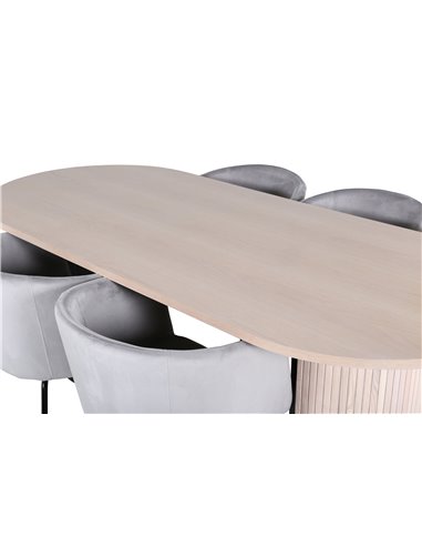 Matgrupp Bianca med Berit matstolar, 200 × 90 cm