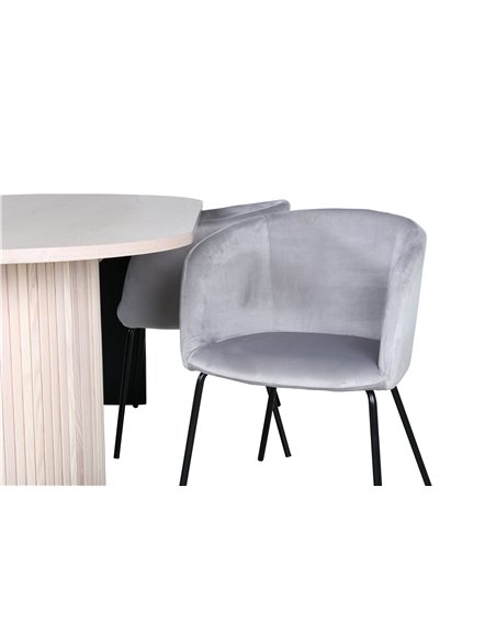 Matgrupp Bianca med Berit matstolar, 200 × 90 cm