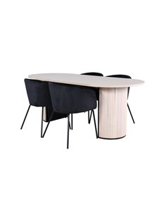 Matgrupp Bianca med Berit matstolar, 200 × 90 cm