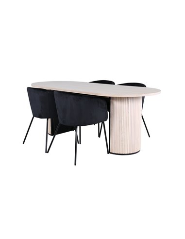 Matgrupp Bianca med Berit matstolar, 200 × 90 cm