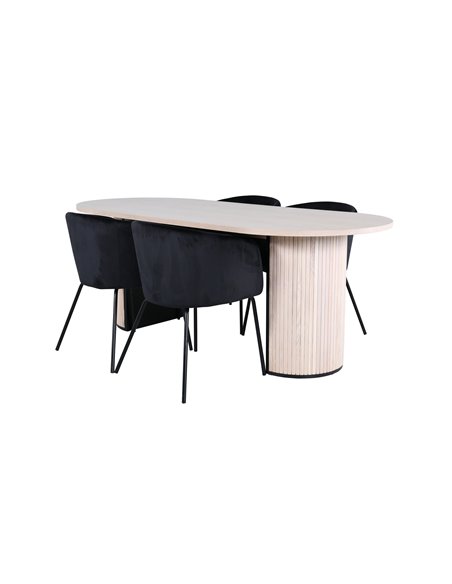 Matgrupp Bianca med Berit matstolar, 200 × 90 cm