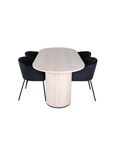 Matgrupp Bianca med Berit matstolar, 200 × 90 cm 2