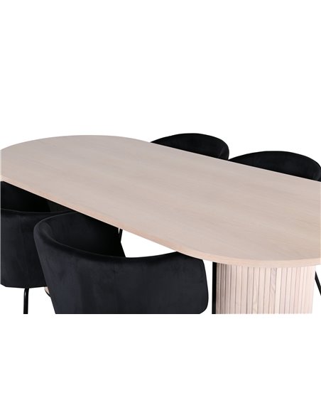 Matgrupp Bianca med Berit matstolar, 200 × 90 cm
