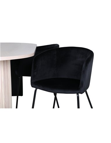 Matgrupp Bianca med Berit matstolar, 200 × 90 cm