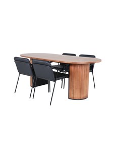 Matgrupp Bianca med Tvist matstolar, 200 × 90 cm
