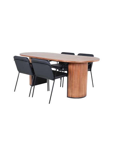 Matgrupp Bianca med Tvist matstolar, 200 × 90 cm