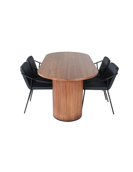 Matgrupp Bianca med Tvist matstolar, 200 × 90 cm
