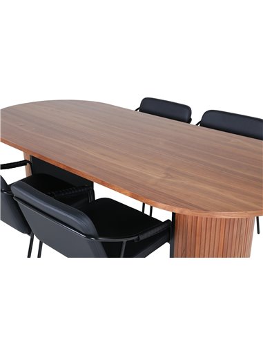 Matgrupp Bianca med Tvist matstolar, 200 × 90 cm