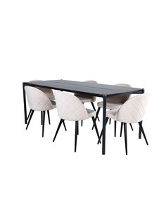 Matgrupp Pelle med Velvet matstolar, 190 × 90 cm