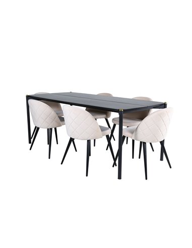 Matgrupp Pelle med Velvet matstolar, 190 × 90 cm