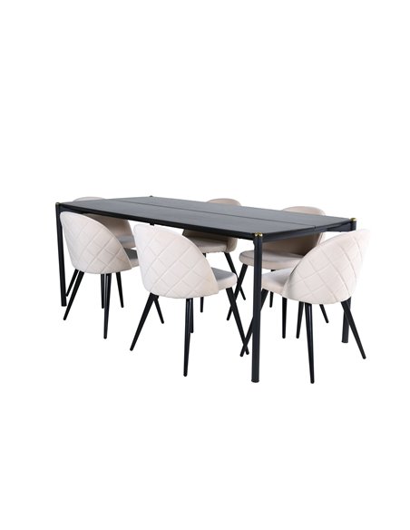 Matgrupp Pelle med Velvet matstolar, 190 × 90 cm