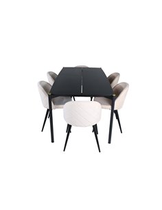 Matgrupp Pelle med Velvet matstolar, 190 × 90 cm 2