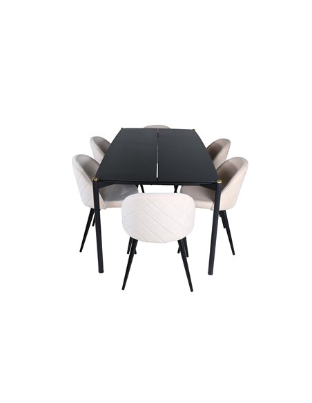 Matgrupp Pelle med Velvet matstolar, 190 × 90 cm