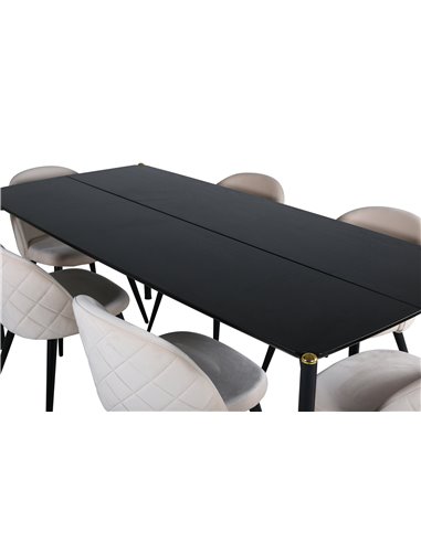 Matgrupp Pelle med Velvet matstolar, 190 × 90 cm