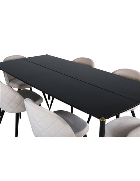 Matgrupp Pelle med Velvet matstolar, 190 × 90 cm