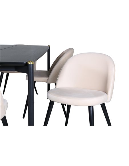 Matgrupp Pelle med Velvet matstolar, 190 × 90 cm