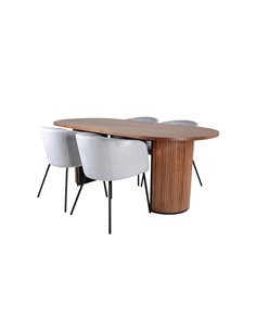 Matgrupp Bianca med Berit matstolar, 200 × 90 cm