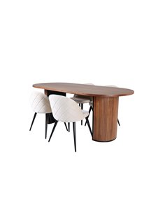 Matgrupp Bianca med Velvet matstolar, 200 × 90 cm