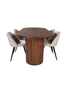 Matgrupp Bianca med Velvet matstolar, 200 × 90 cm 2