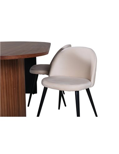Matgrupp Bianca med Velvet matstolar, 200 × 90 cm