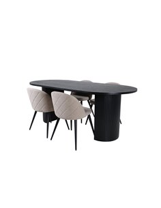 Matgrupp Bianca med Velvet matstolar, 200 × 90 cm