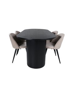 Matgrupp Bianca med Velvet matstolar, 200 × 90 cm 2