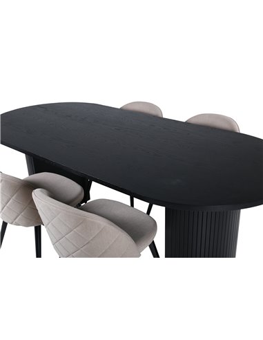 Matgrupp Bianca med Velvet matstolar, 200 × 90 cm