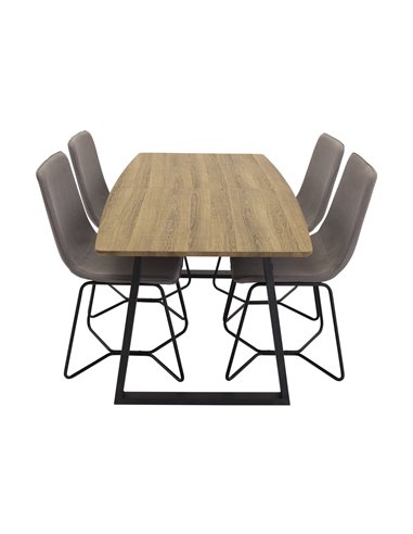Matgrupp Inca med X matstolar, 160 × 85 cm