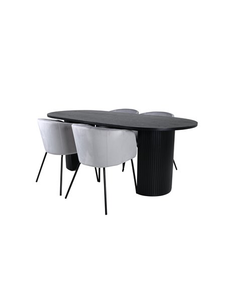 Matgrupp Bianca med Berit matstolar, 200 × 90 cm