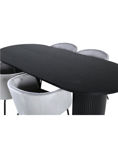 Matgrupp Bianca med Berit matstolar, 200 × 90 cm