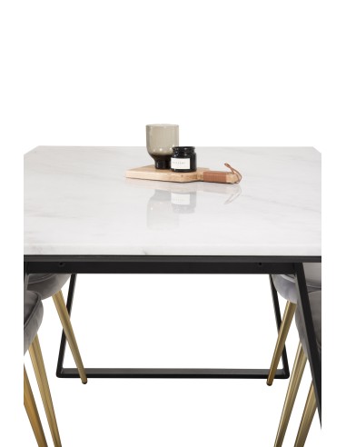 Matgrupp Estelle med Velvet Deluxe matstolar, 140 × 90 cm