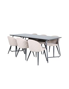 Matgrupp Petra med Velvet matstolar, 190 × 90 cm