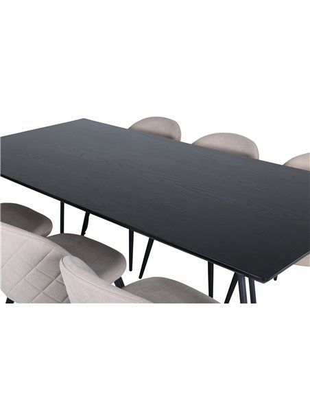 Matgrupp Petra med Velvet matstolar, 190 × 90 cm