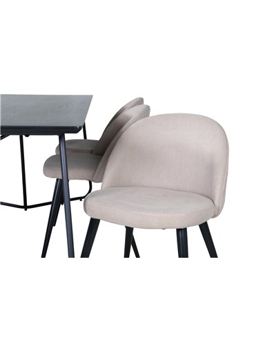 Matgrupp Petra med Velvet matstolar, 190 × 90 cm