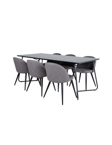 Matgrupp Petra med Velvet matstolar, 190 × 90 cm