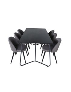 Matgrupp Petra med Velvet matstolar, 190 × 90 cm 2