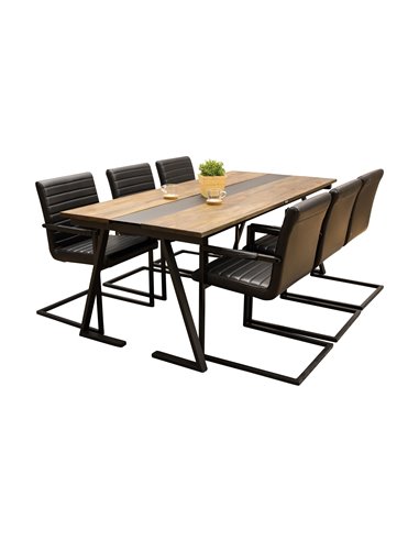 Matgrupp Jakarta med Art matstolar, 200 × 90 cm