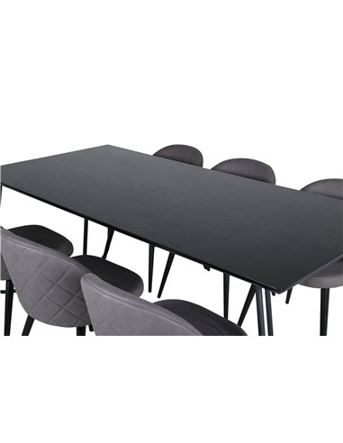 Matgrupp Petra med Velvet matstolar, 190 × 90 cm