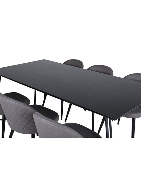 Matgrupp Petra med Velvet matstolar, 190 × 90 cm