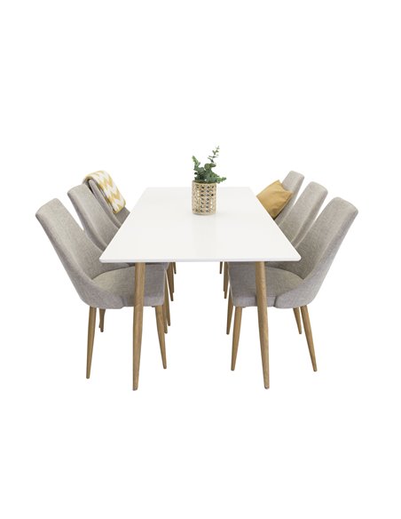 Matgrupp Polar med Leone matstolar, 180 × 90 cm