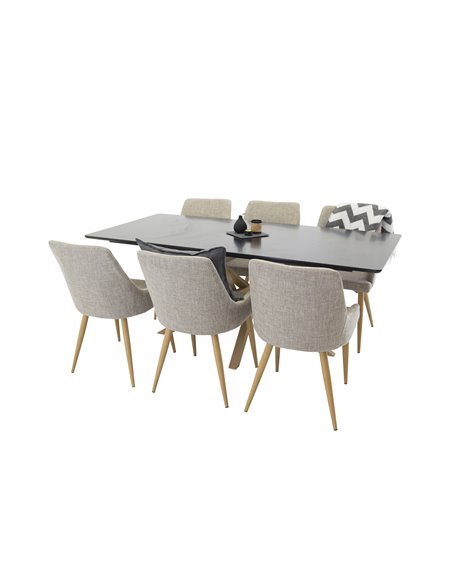 Matgrupp Piazza med Plaza matstolar, 180 × 90 cm