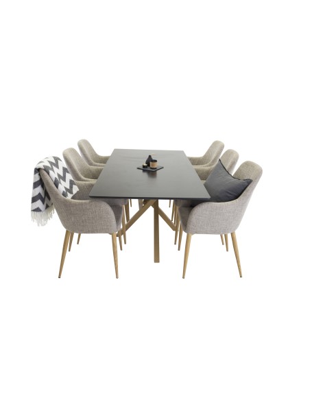 Matgrupp Piazza med Comfort matstolar, 180 × 90 cm