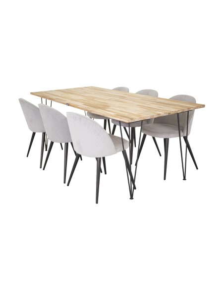 Matgrupp Bali med Velvet matstolar, 200 × 90 cm
