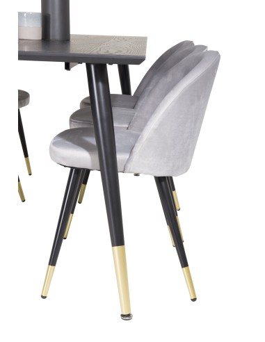 Matgrupp Dipp med Velvet matstolar, 180 × 90 cm