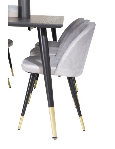 Matgrupp Dipp med Velvet matstolar, 180 × 90 cm
